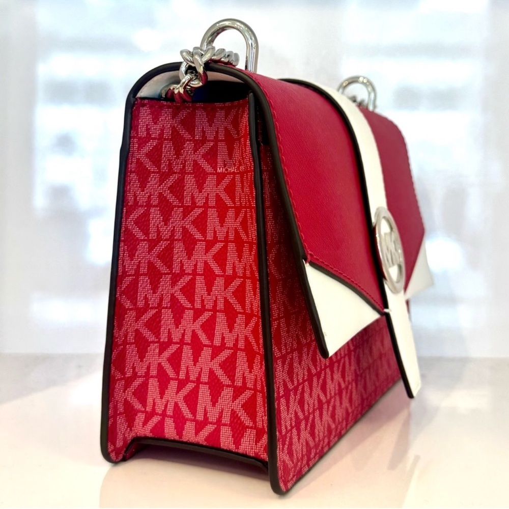 Michael Kors Greenwich Small Color-Block Signature Crossbody Bag Dark Raspberry - Picture 4 of 9